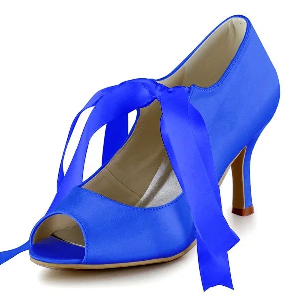 blue satin pumps wedding