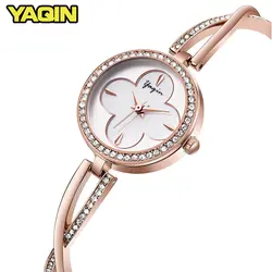 YAQIN новые модные роскошные Для женщин кварцевые часы Для женщин stainless steel bracelet watch Для женщин часы Montre Femme Relogio Feminino