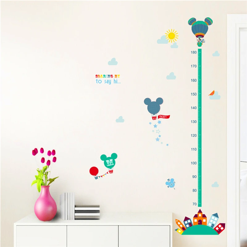 Cartoon Disney Minnie Mickey Mouse Growth Chart Wall Stickers For Kids Room Decor Height Measure Home Living Room PVC DIY Decals