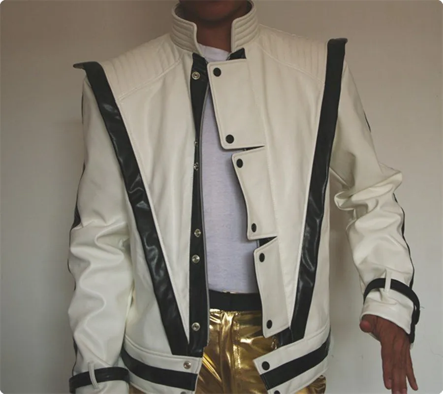 MJ clothing Michael Jackson Thriller White Leather Classic MV show US Star Imitation English Military Retro Jacket Men’s Clothing 6f6cb72d544962fa333e2e: 4XL|L|M|One Size|S|XL|XS|XXL|XXS|XXXL