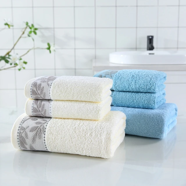 2PCS 100% Cotton Thickened High Quality Face Towel White Blue Extra Large  Bathroom Towel High Absorbent Shower Hotel Towel Set - AliExpress