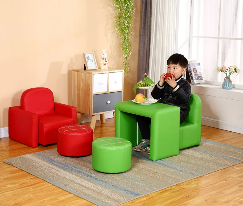 Multi functional children's sofa leather easy to clean small sofa boy girl cute baby sofa chair combination sofa for kids Multi functional children's sofa leather easy to clean small sofa boy girl cute baby sofa chair combination sofa for kids