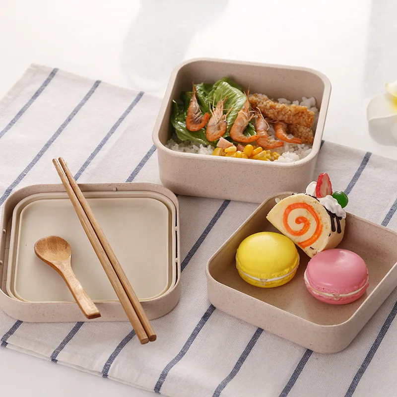 

Portable Double Layer Dinner Lunch Box Microwave Bento Box, Food Container Box For Kids Picnic Office Workers School