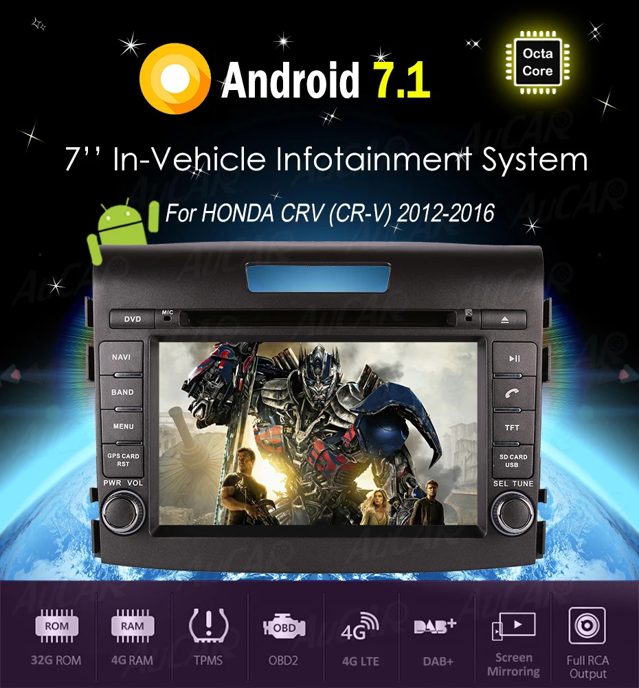 Cheap Touch Screen for Honda CRV GPS 2012 - 2016 7" Car DVD Player Multimedia system HD Bluetooth GPS Radio WIFI 4G Stereo AUX 5