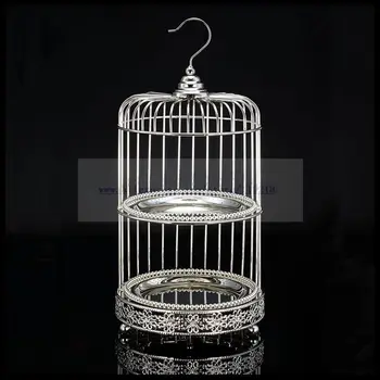 

1PCS New silver plated double-decker afternoon tea snack rack bird cage West Point dessert rack tea break