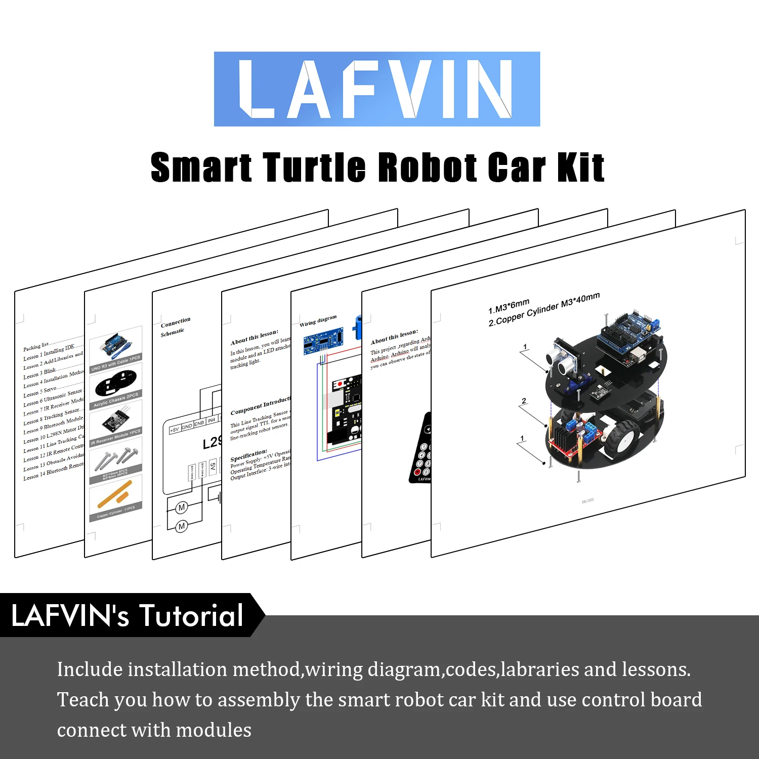 10 компл./лот LAFVIN Смарт черепаха робот автомобильный комплект для Arduino DIY Набор для сборки в комплекте с обучающим руководством