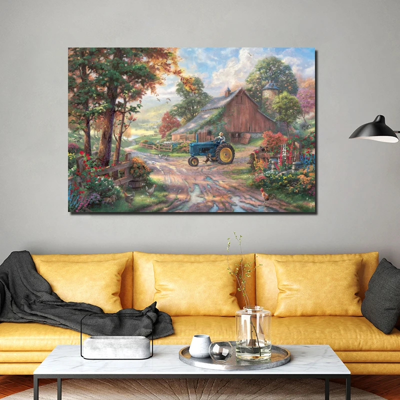 

Thomas Kinkade Farms And Barns Canvas Painting Posters Prints Marble Wall Art Painting Decorative Picture Modern Home Decoration