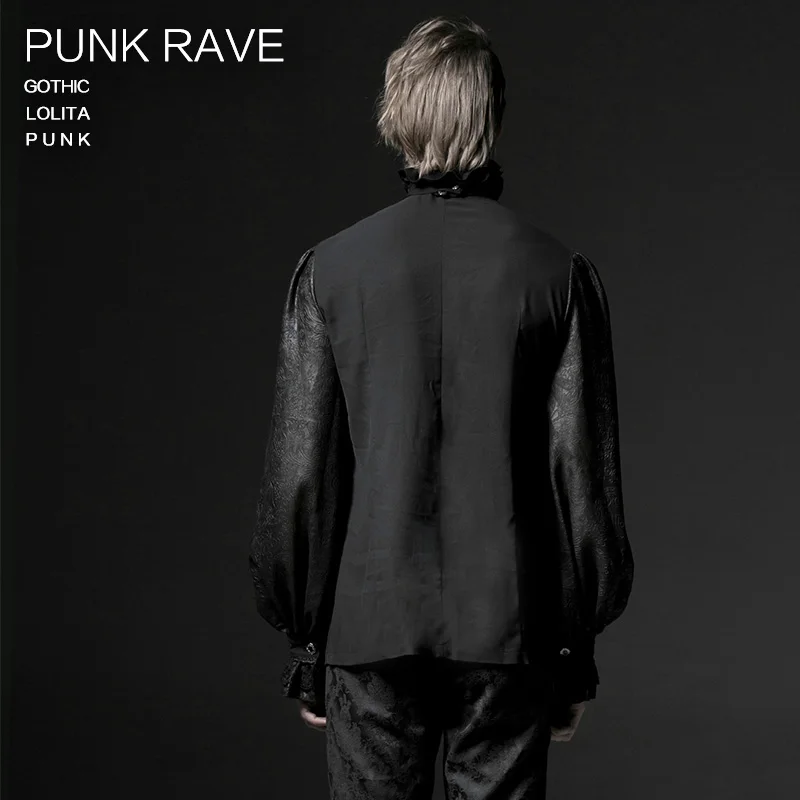 Punk Rave male Gothic style full sleeve chiffon emnossing shirt Y-522