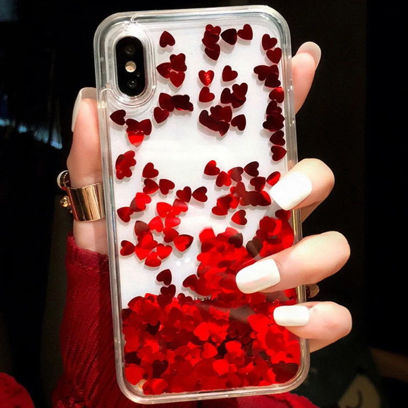 Cute Love Heart Glitter Moving Quicksand Liquid Case Cover For iPhone XS Max XR X 7 8 6 6S Plus Transparent Glitter Phone Cases Cute Love Heart Glitter Moving Quicksand Liquid Case Cover For iPhone XS Max XR X 7 8 6 6S Plus Transparent Glitter Phone Cases