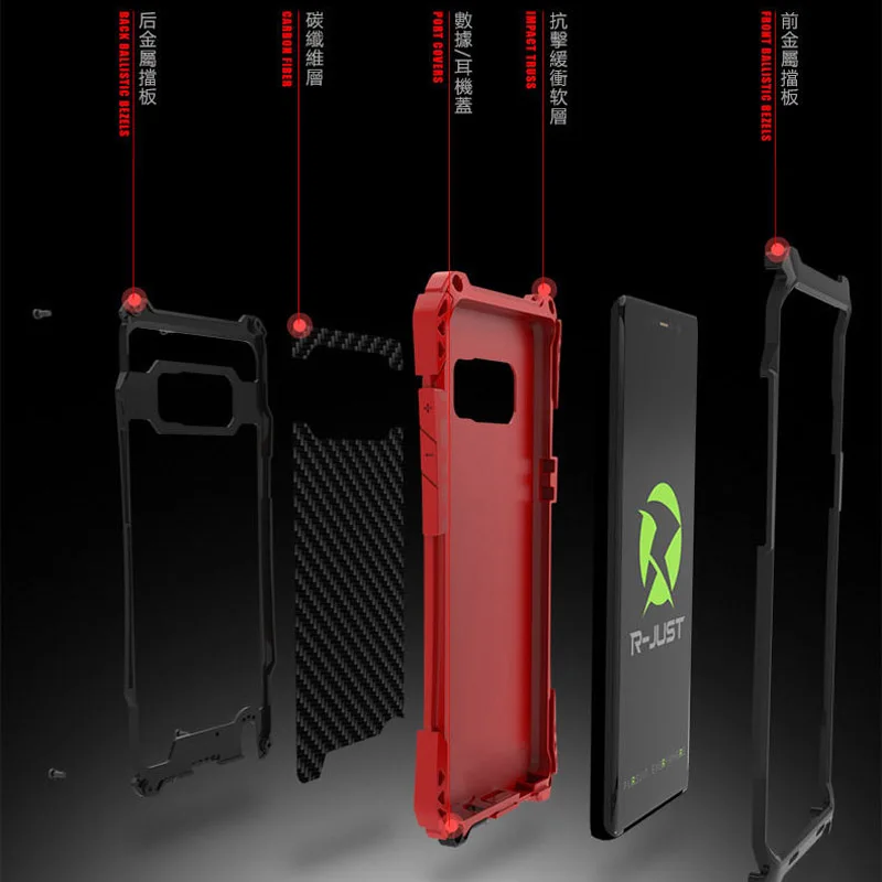 Note8 противоударный чехол оригинальный R Just металлический из углеродного волокна