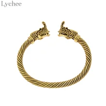 Lychee винтажный браслет из сплава носорога унисекс серебряный цвет золотой цвет полубраслет на запястье регулируемые ювелирные изделия для мужчин и женщин