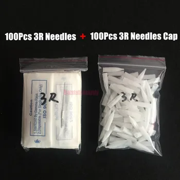 

Tattoo Needles 3R +Tattoo Caps 3R 100PCS Disposable Sterilized Professional For Tattoo Eyebrow Pen Machine Permanent Makeup Kit