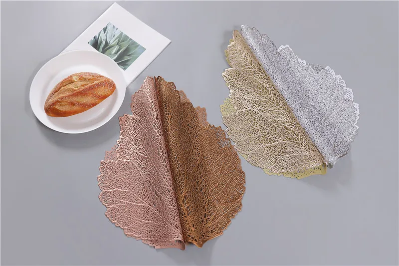 Placemat For Dining Table Mat Soft PVC Palm Leaf Placemat Simulation Plant Mats Coffee Cup Table Mats Home Desktop Decoration  (7)