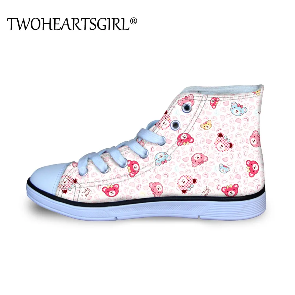 

Twoheartsgirl Cartoon Bear Printing High Top Canvas Shoes Breathable Sneakers for Boys Kids Sports 2018 New Autumn Walking Shoes