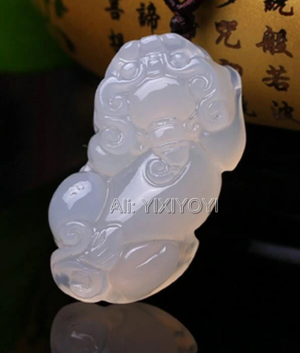 6pcs Handwork Natural White Green Red Agate Jade Carved Chinese Cute PiXiu Lucky Pendant + Rope Necklace Fine Jewelry