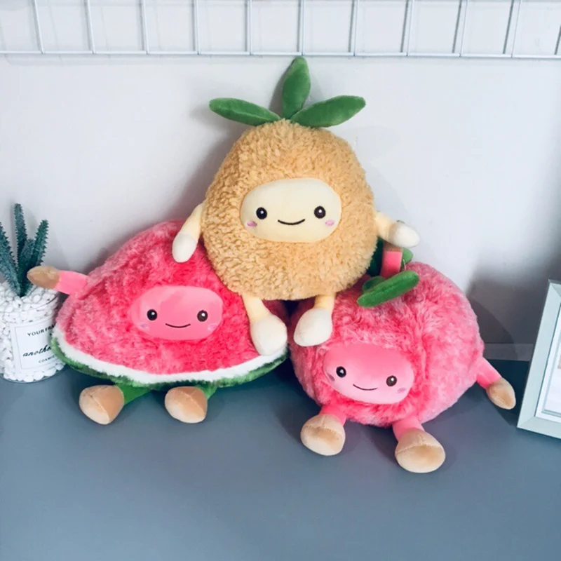 1PC Creative Cute Soft Fruit Cherry Watermelon Pineapple Plush Toys Fruit Pillow For Kids Baby Children Girl Christmas Gift