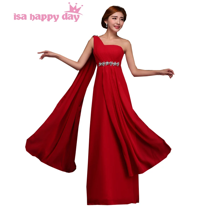 Estilo griego 2020 nueva moda sexy rojo de las mujeres un hombro parte  larga línea de talla grande novia vestido de dama de honor vestidos  H1999|bridesmaid dresses|bridesmaid dress stylebridesmaid dresses plus -