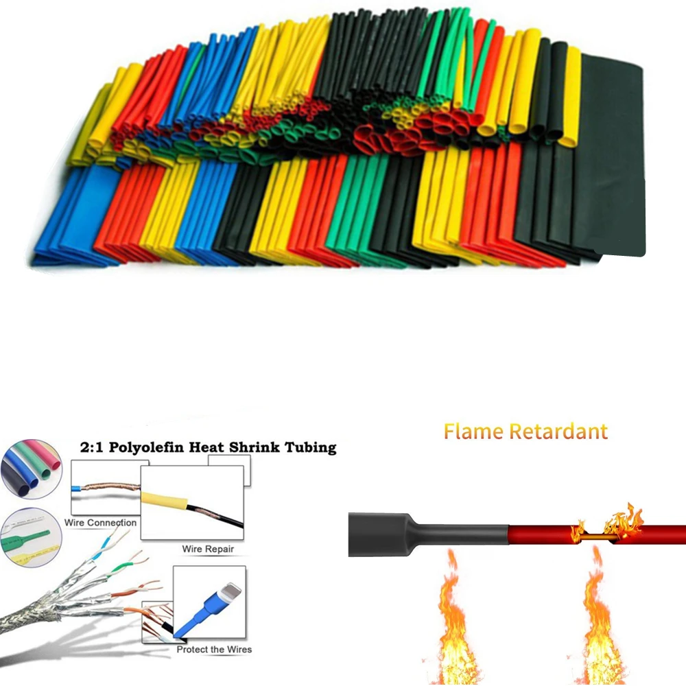 

164pcs Set Polyolefin Shrinking Assorted Heat Shrink Tube Wire Cable Insulated Sleeving Tubing Set 2:1