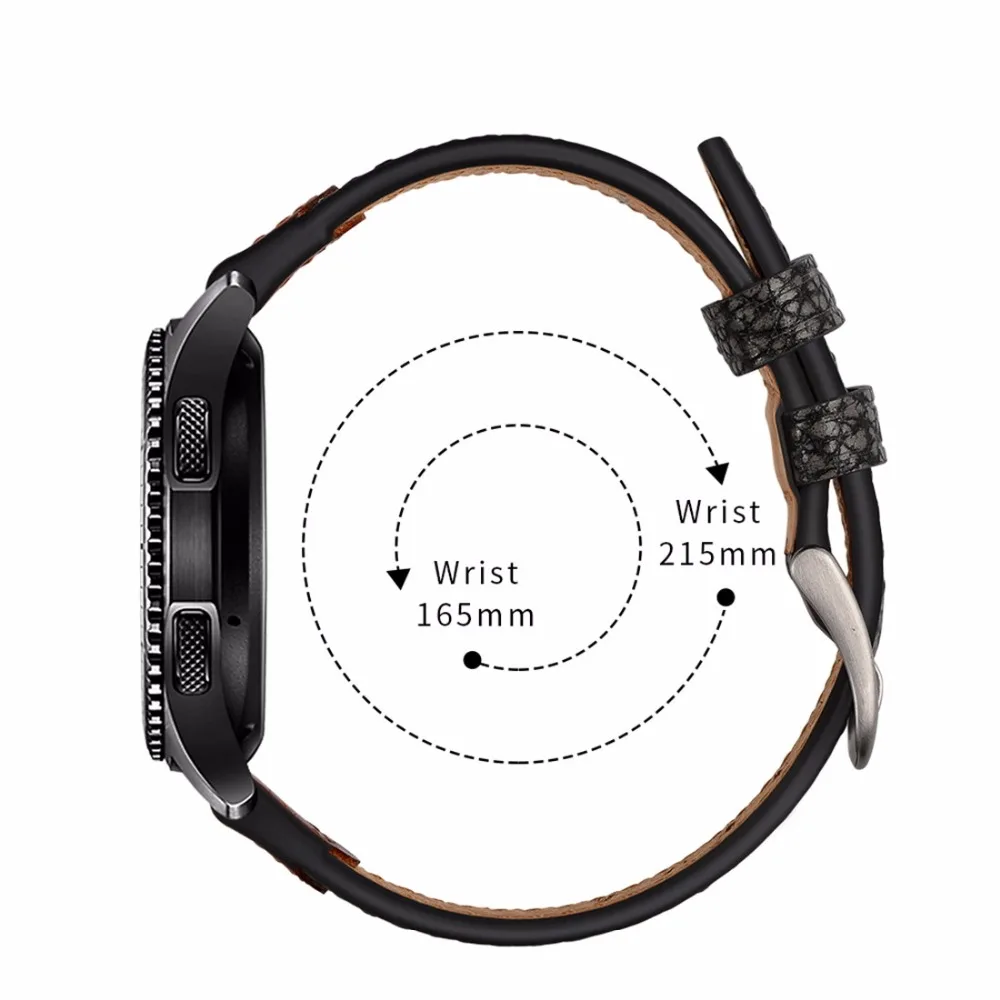 22 мм ремень из натуральной кожи для samsung galaxy watch 46 мм Шестерни S3 кожаные ремни Классический Frontier Quick Release Для мужчин кабель-браслет на запястье