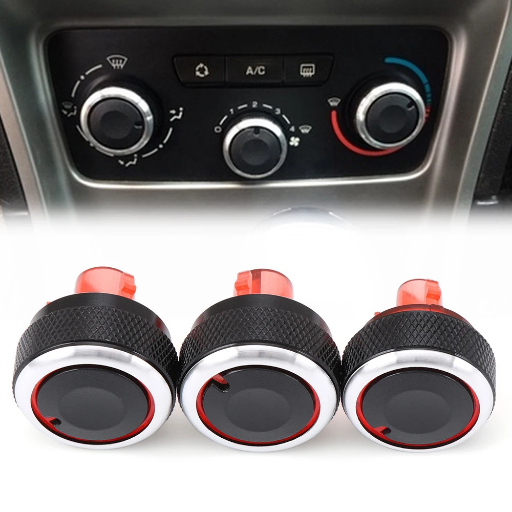 3PCS Aluminum Alloy Air conditioning knob AC Knob heat control Switch