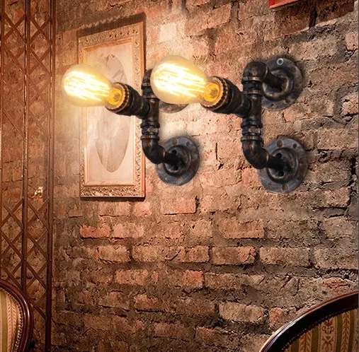 

Nordic Loft Style Water Pipe Lamp Industrial Vintage Wall Light Fixtures Edison Wall Sconce Home Lighting Lampara Pared