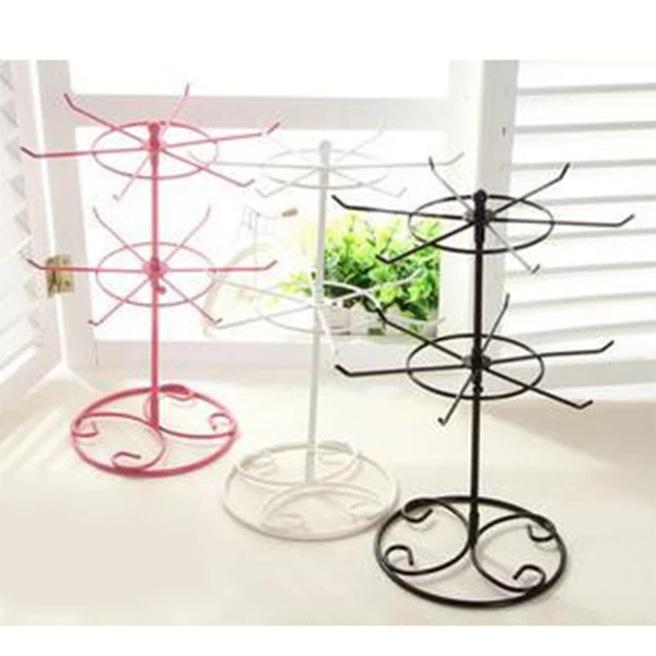 

Fashion Double Tier Metal Rotating Jewelry Display Stand Earring Necklace Bracelets Display Holes Holder Rack SL
