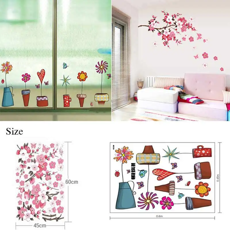 2 pz flower sticker da parete di vetro bagno farfalle adesivi murali occhiali della parete del