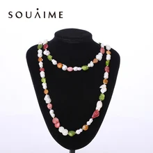 

Natural Freshwater Pearl Necklace 80CM Baroque Shaped Beads Color Pearl Necklace Sweater Chain Shaped Beads Birthday Gift