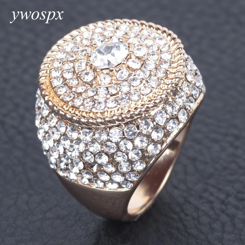 Нейтральные свадебные мужские кольца золотого цвета с кристаллами, круглые обручальные кольца с кубическим цирконием, большие кольца, модные новые брендовые ювелирные изделия для женщин