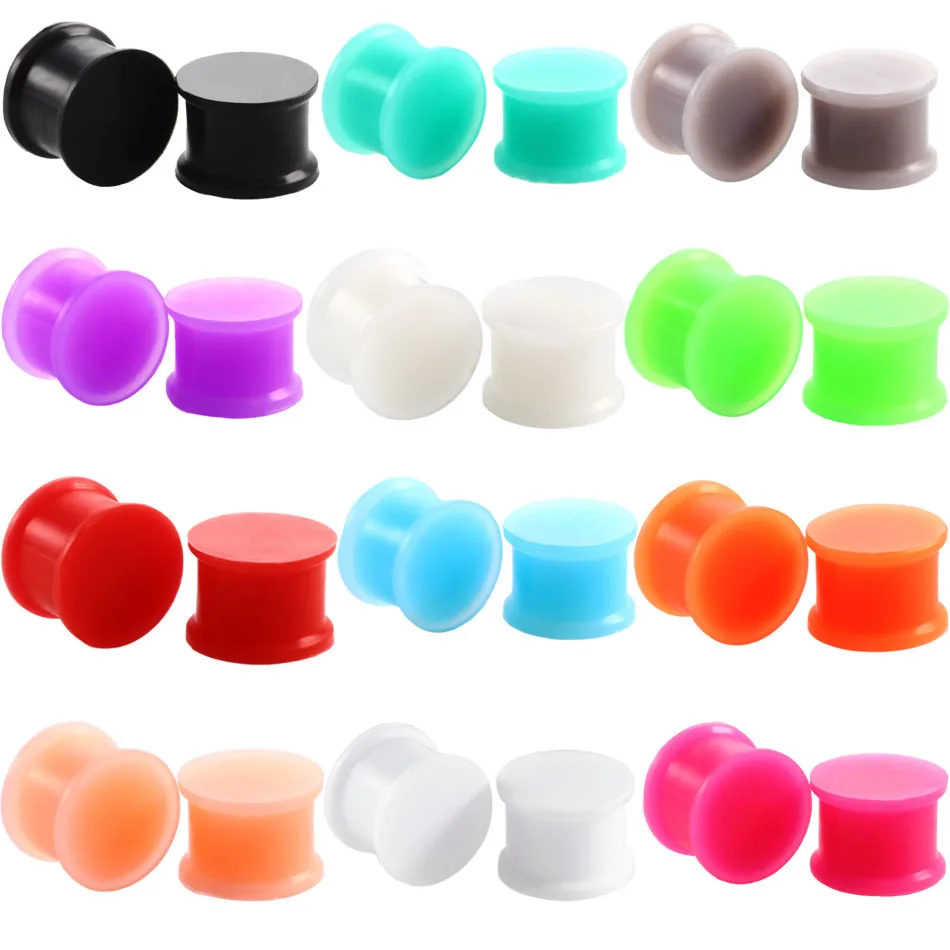 

Hot Solid Silicone Ear Stretchers Plugs and Tunnels Gauges Earrings Women Men Punk Flesh Expanders Piercing Body Jewelry 1 Pair