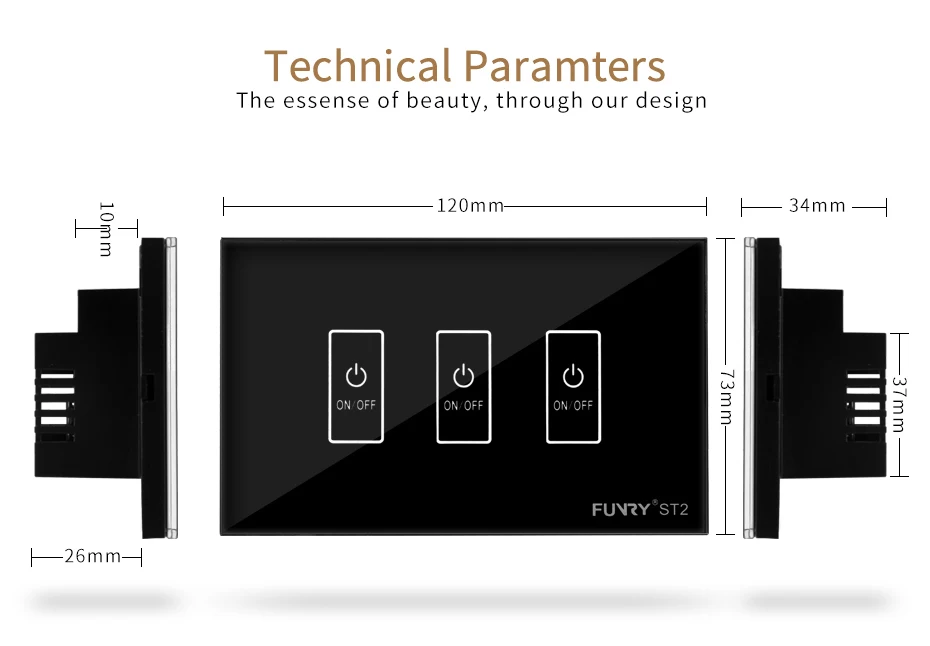 Funry Smart пульт дистанционного управления настенный сенсорный выключатель Водонепроницаемый закаленное Стекло РФ 433 мГц ST2 US1/2/3 gang для умный