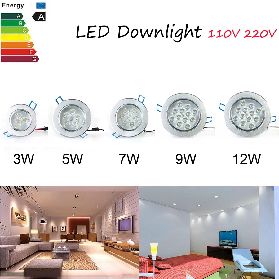

LED Downlight 3W 5W 7W Recessed Lamp Bulb 220V 110V warm/white Bedroom Kitchen Indoor Spot ceiling light-emitting diode fixtures