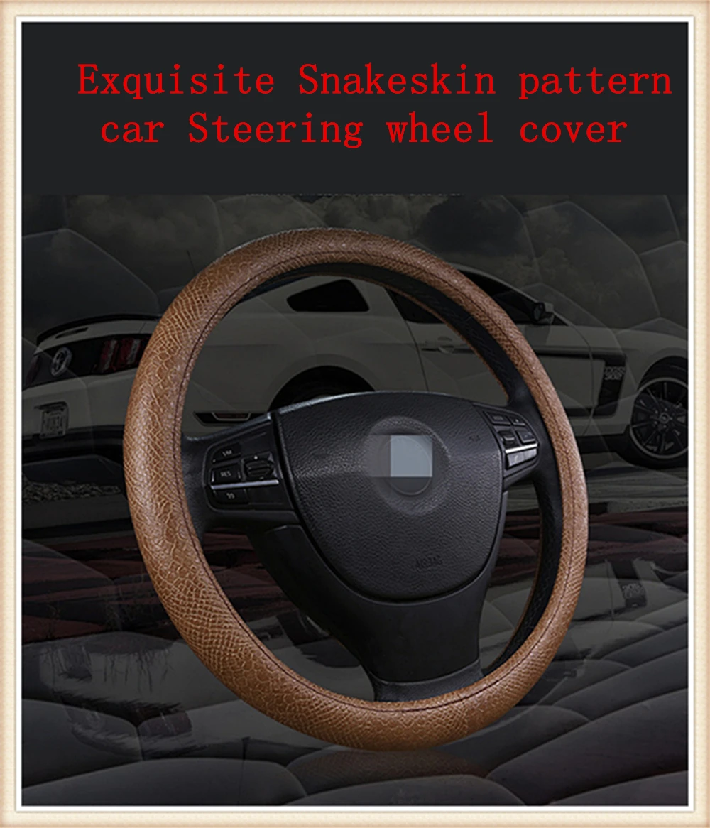 

Leather Universal Car Steering-wheel Cover 38CM Car-styling Sport Auto Steering Wheel Covers Anti-Slip Automotive Accessories