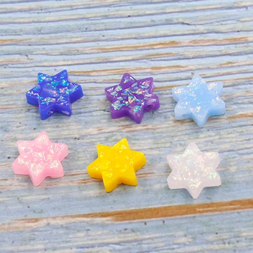 Fnixtar Synthetic David Star Opal Charm Many Colors Fire Opal Hexagon Bead DIYJewelry For Necklace 1.5mm Hole 20Piece/lot - Окраска металла: mix color radomly