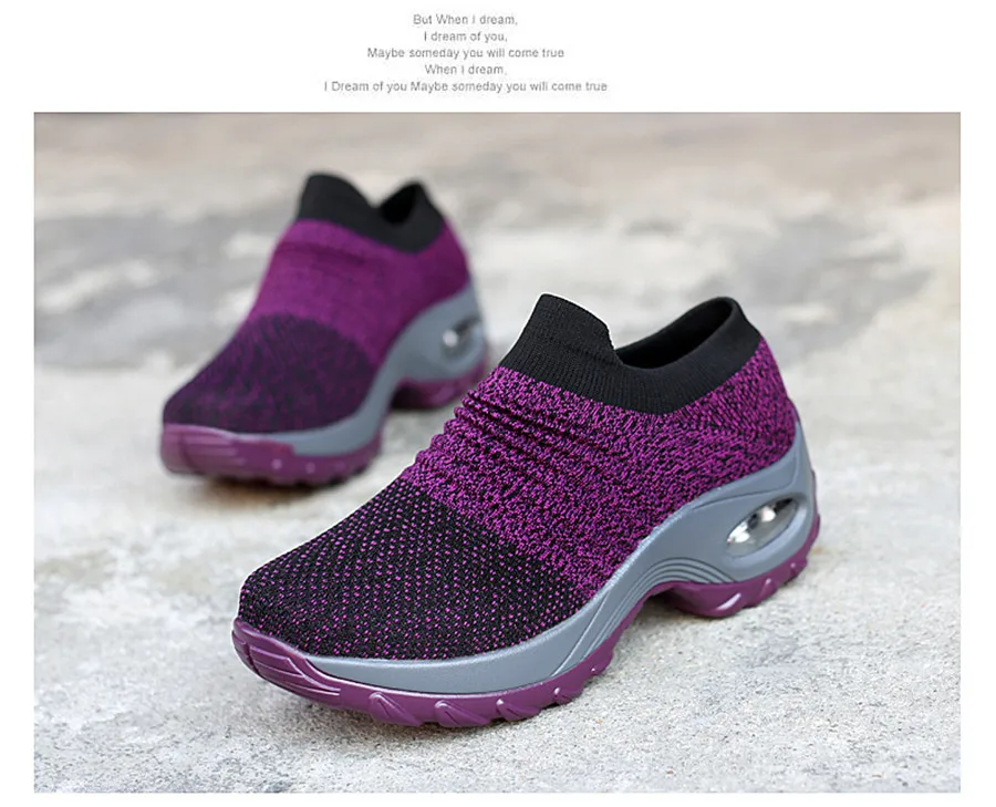 STS BRAND 2019 New Spring Women Sneakers Shoes Flat Slip On Platform Sneakers For Women Breathable Mesh Sock Travel Casual Shoes (15)