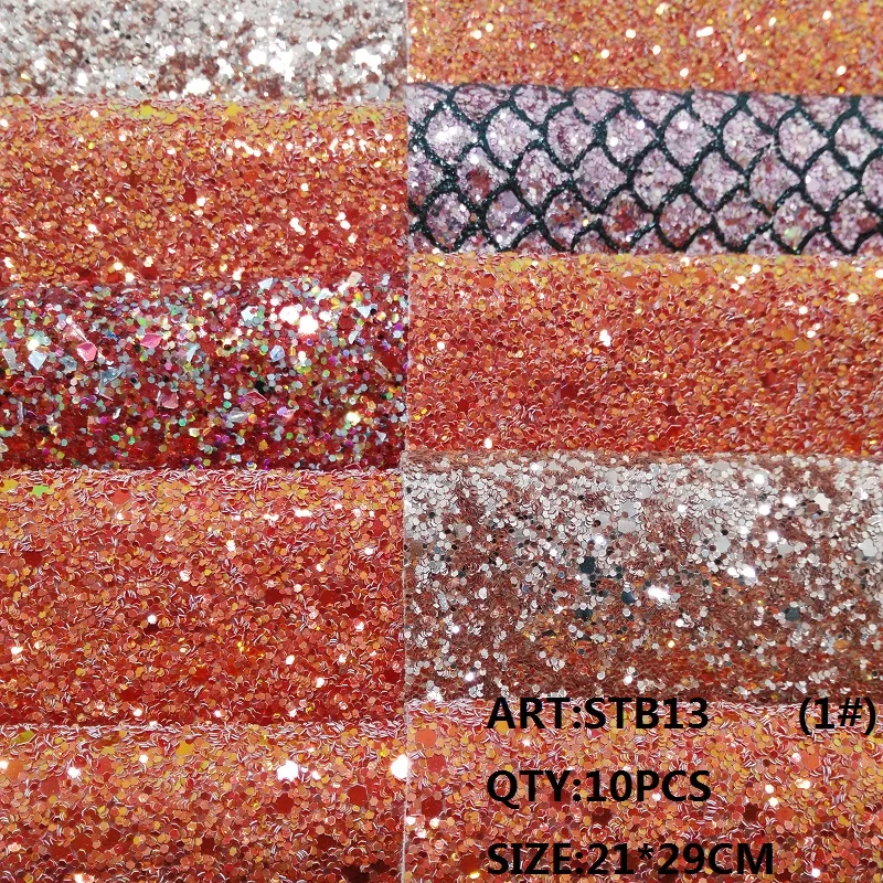 CLEAR STOCK 1SET(10PCS ) 21X29cm Alisa Glitter Cuero Sintetico Chunky Leather For DIY hair Accessroies Craft STB13 | Дом и сад