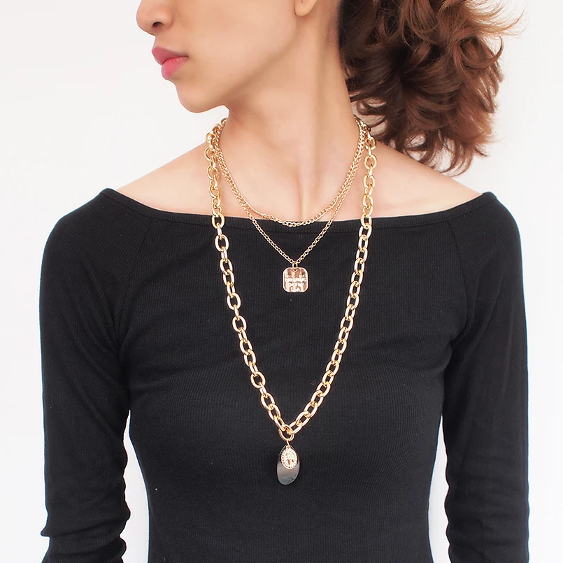 Женское Ожерелье с большой монеткой MANILAI ожерелье из акрила металлической - Фото №1