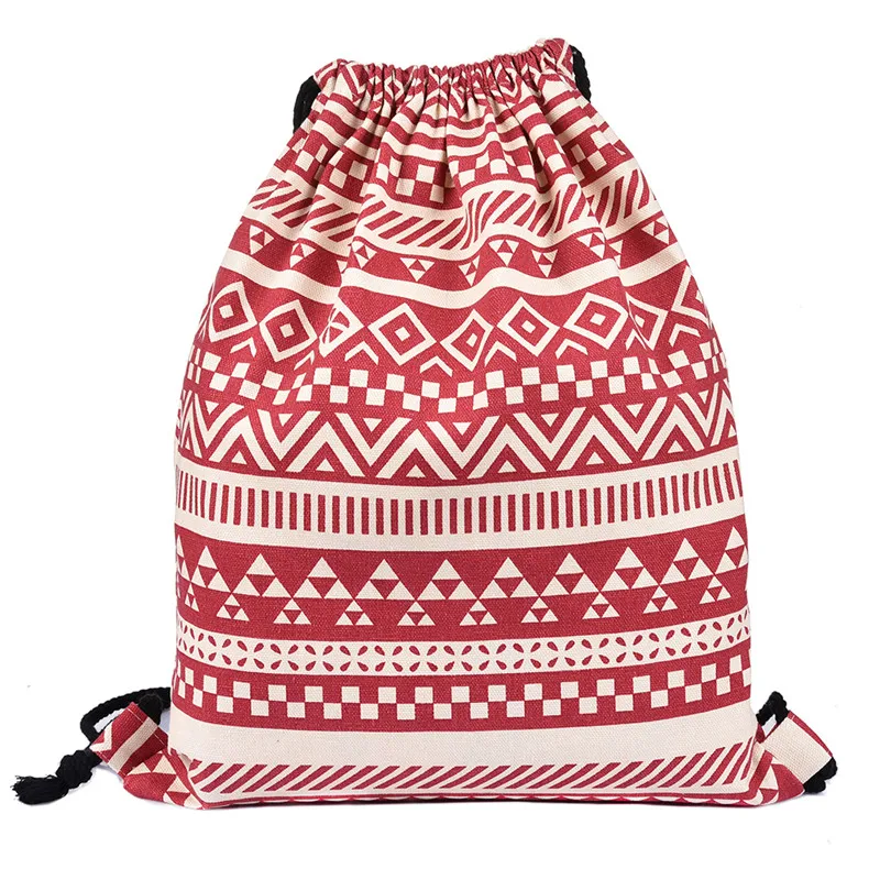 2017 винтажная полосатая сумка-саквояж с принтом на шнурке женский рюкзак из холщовой ткани пляжная дорожная сумка школьные сумки