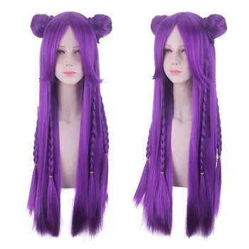 

Game Character LOL K/DA Kaisa Cosplay Wigs 80cm Long Purple KDA Heat Resistant Synthetic Hair Perucas Cosplay Wig