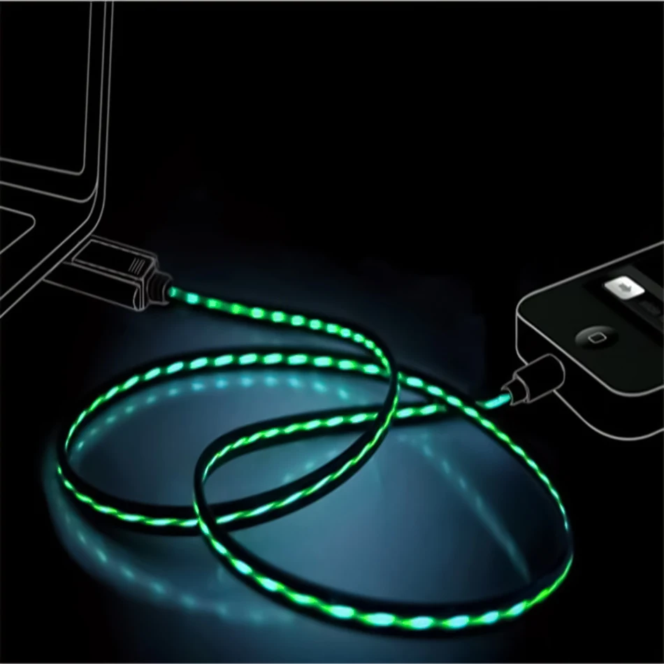 

LED Glow Type C Cable Face Glowing Led Light Fast Charge Micro USB Data Cord For iPhone Android Mobile Phone USB Charging Cables