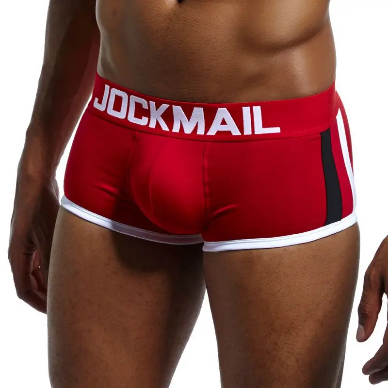 JOCKMAIL Брендовое сексуальное мужское нижнее белье с подкладкой, мужские боксеры, усиление выпуклости, боксерские шорты, Гей Нижнее белье, подарок, Передняя съемная чашка пуш-ап