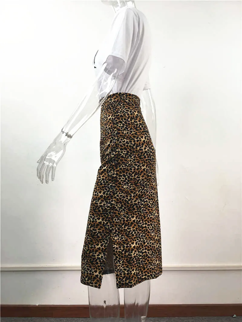 RUGOD поп Главная улица Многоцветный леопардовый сексуальный женский длинная юбка Slim Fit Прямая юбка мода Большой размер Носить в любое время юбка