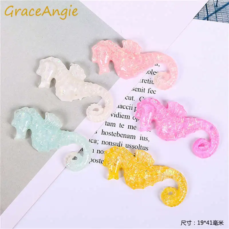 GraceAngie 20 шт./лот прозрачные подвески из смолы с морской лошадкой плоский задник