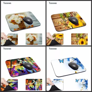 

Yuzuoan Boy Gift Pad Beautiful Flowers Butterfly Laptop Computer Mousepad Size for 18x22cm 25x29cm Rubber Mousemats Desk Mat