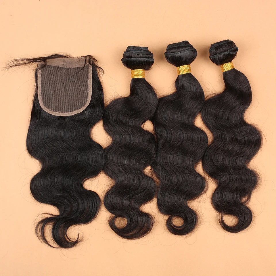 7A Brazilian Body Wave With Closure Brazilian Hair With Closure Hair Bundles With Lace Closure 3 Bundles Human Hair With Closure