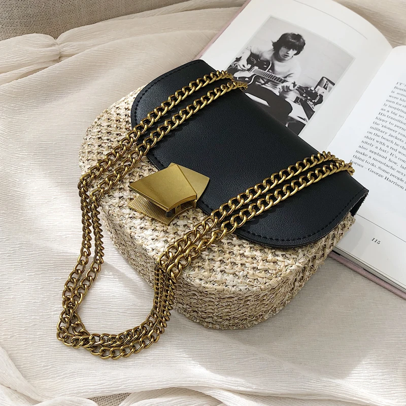 Designer Mulheres Mini Bolsa de Palha Do