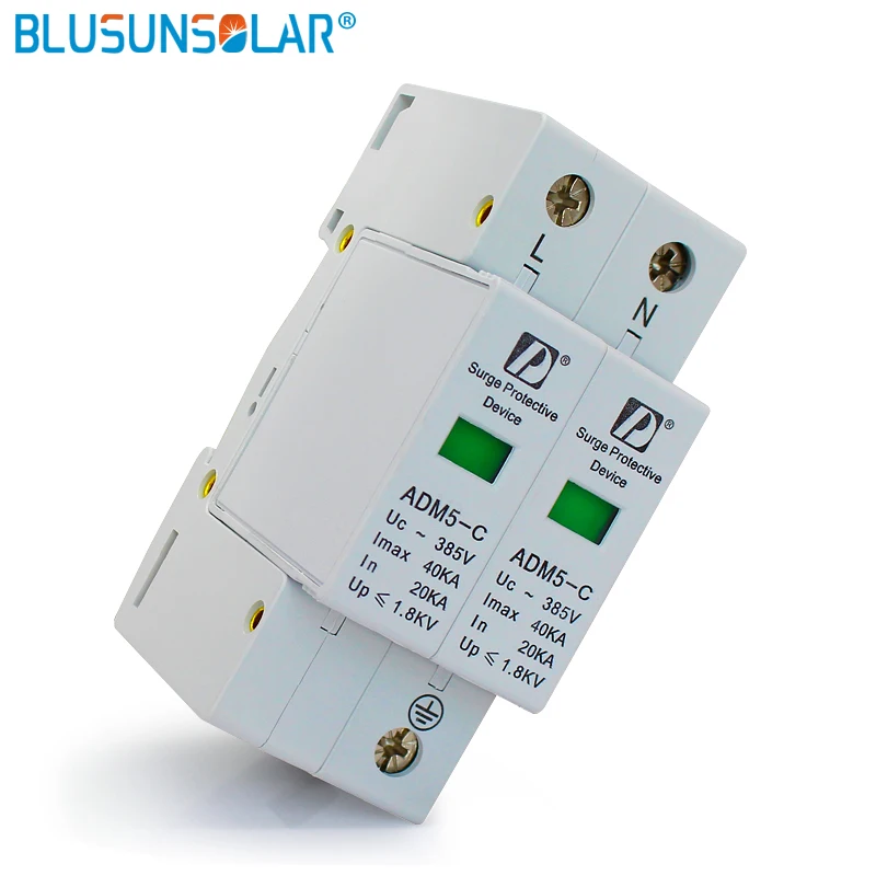 Горячая продажа 2P + N 110V 220V 380V 20-40KA AC din-рейка SPD низкая защита от скачков напряжения