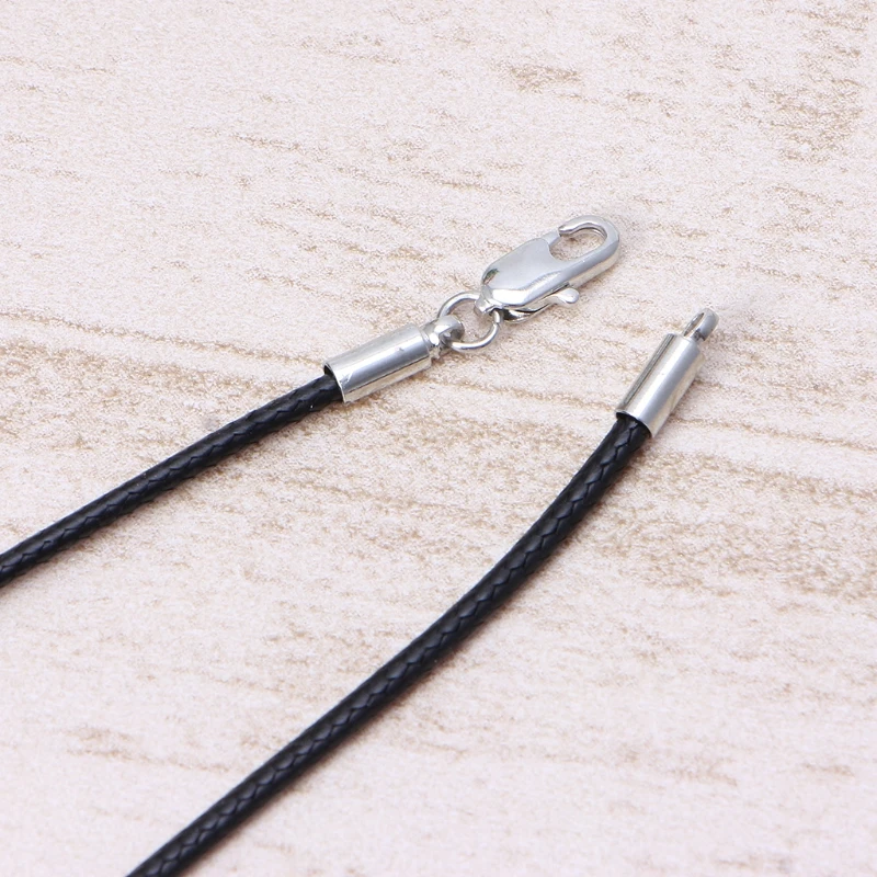 Высокое качество Черный Шелковый кожаный шнур цепи ожерелье веревка с застежкой Лобстер коготь