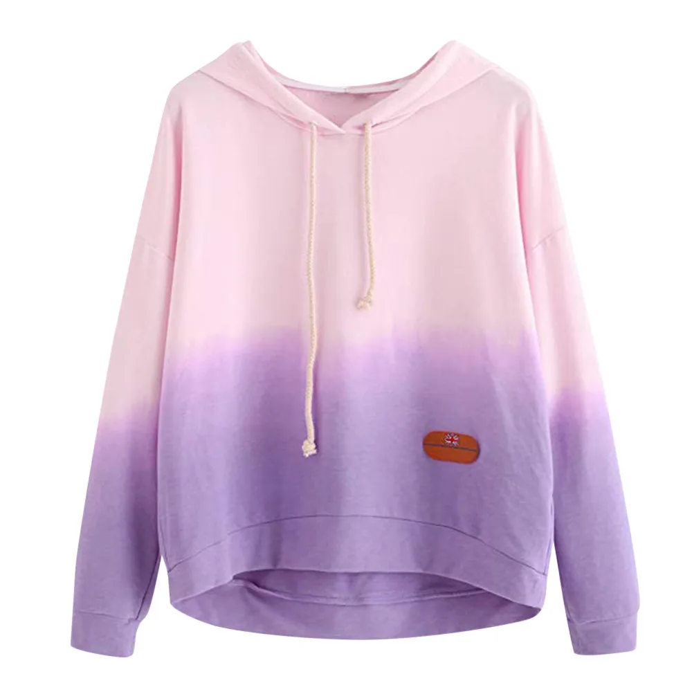 

FeiTong Pink Sweatshirt Drawstring Drop Shoulder Tie Dye Hoodie Spring Autumn Long Sleeve Casual Pullovers Multicolor Sweatshirt