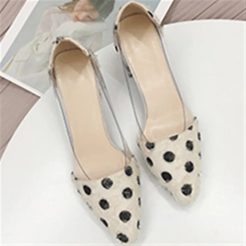 

Shallow Flock Square High Heels Pointed Toe Women Shoes Dot Fashion Partyl Shoes 2019